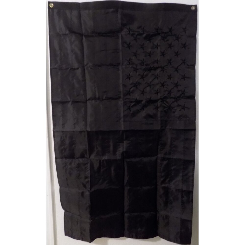 Black American Flag - 3 x 5 Embroidered - Police, Military, Veteran